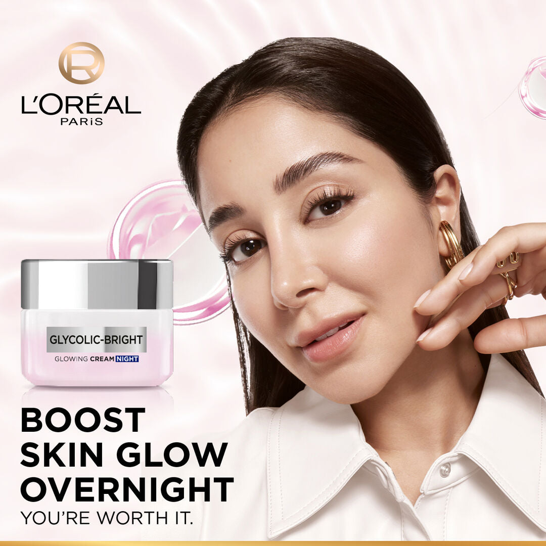 L’Oréal Glycolic Bright night cream 50ml for dark spots glow boosting with glycolic acid