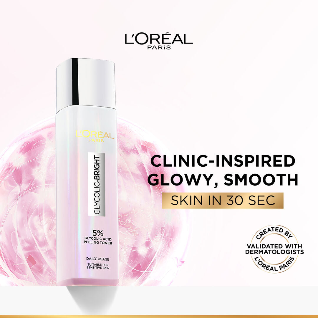 L’Oréal Glycolic Bright peeling toner 5% glycolic acid 128ml for dark spots and glow