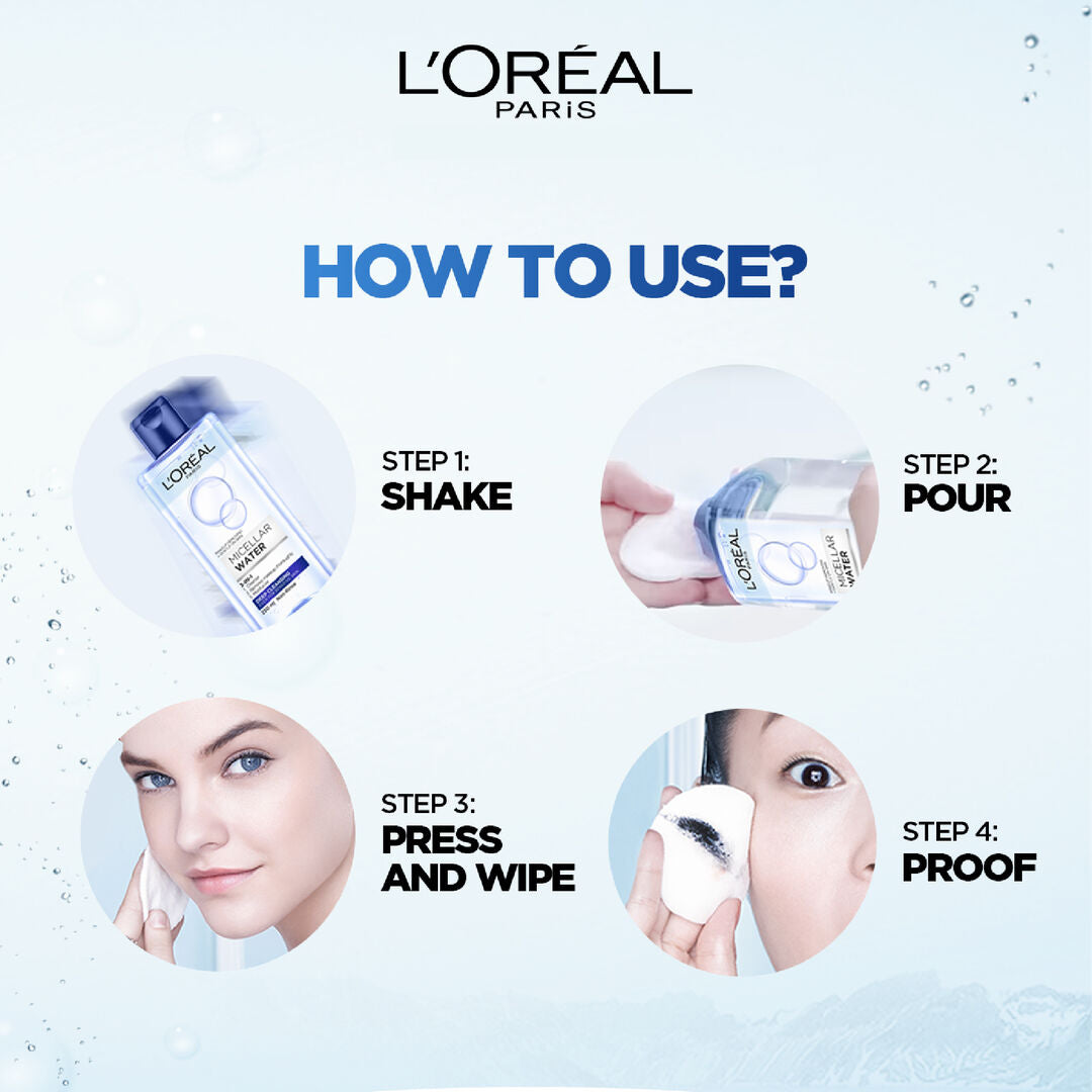 L’Oréal bi phase micellar water 400ml waterproof makeup remover for sensitive skin