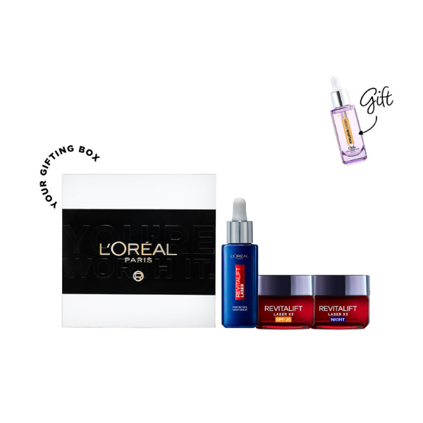 L'Oréal Paris Retinol Serum + Laser Day + Night Cream + FREE Gift at 20% OFF | Loolia Closet
