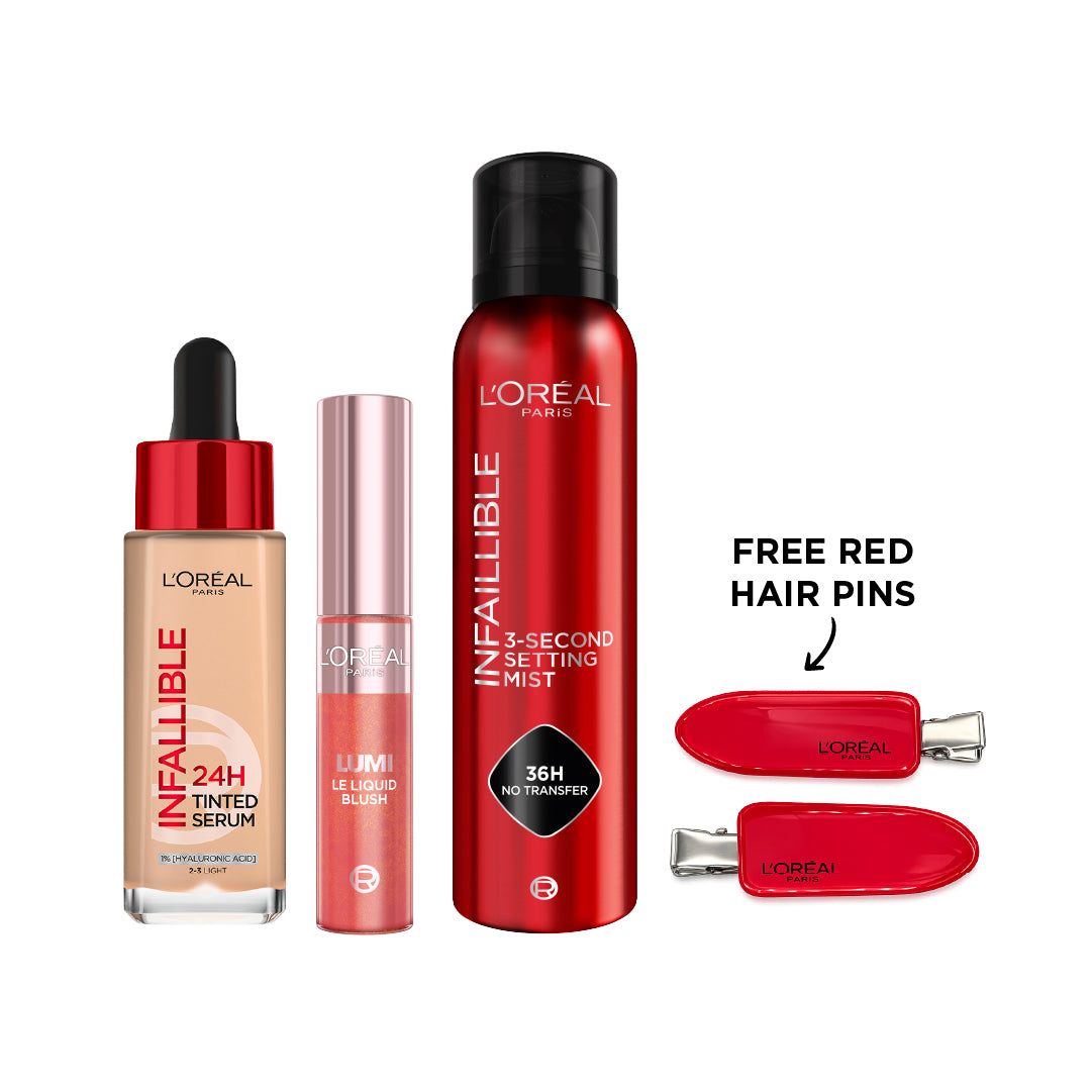 Infallible Tinted Serum + Lumi Le Liquid Blush + Setting Mist Spray + FREE Red Hair Pins At 25% OFF