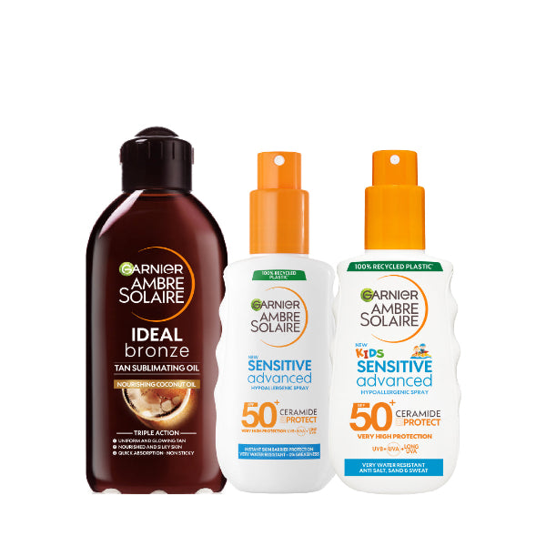 Ambre Solaire Sublimating Oil 200 ML + Sunscreen Spray For Adults 150 ML + Sunscreen Spray For Kids 150 ML At 25% OFF