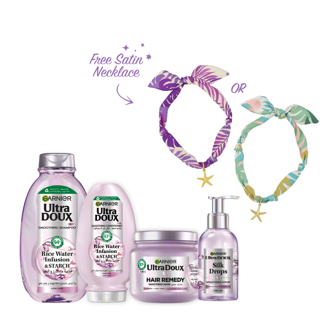 Rice Water Shampoo 400 ML + Conditioner 200 ML + Mask 200 ML + Serum 200 ML + FREE Necklace At 10% OFF
