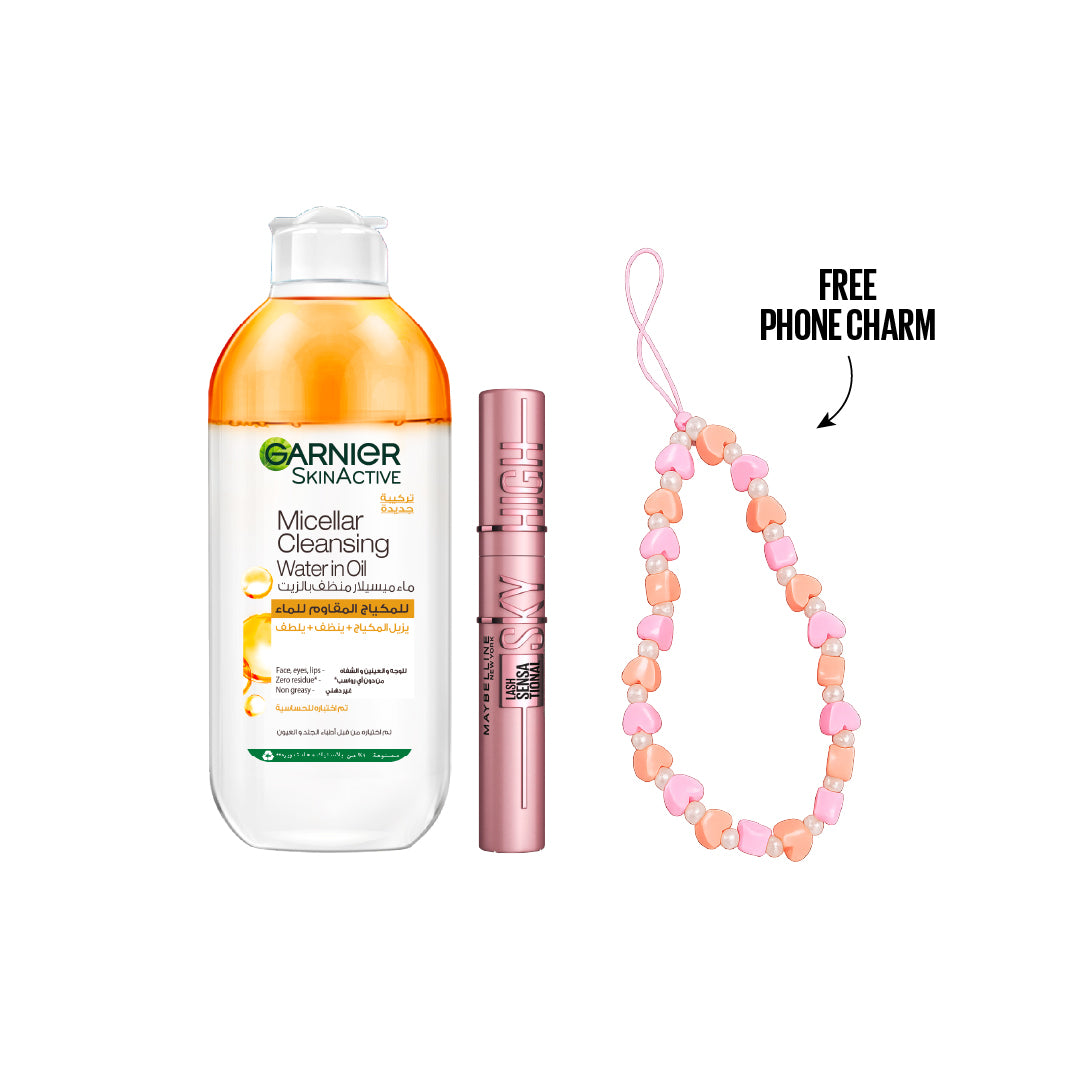 Lash Sensational Sky High Mascara + Micellar Water Oil-Infused Facial Cleanser + FREE Phone Charm At 15% OFF