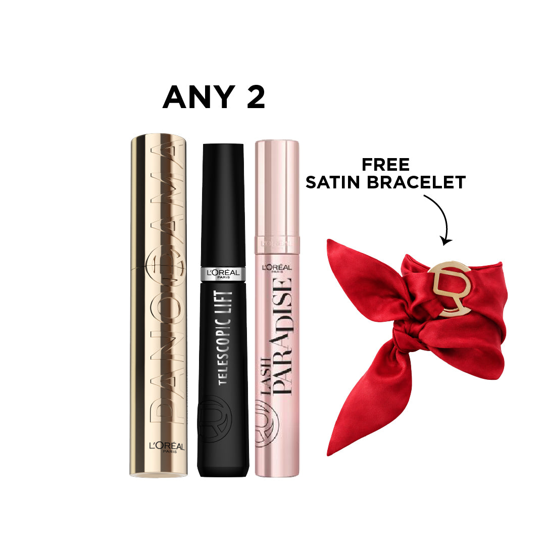 Any 2 Of Panorama Mascara , Lash Paradise Mascara , Telescopic Mascara + FREE Satin Bracelet At 25% OFF