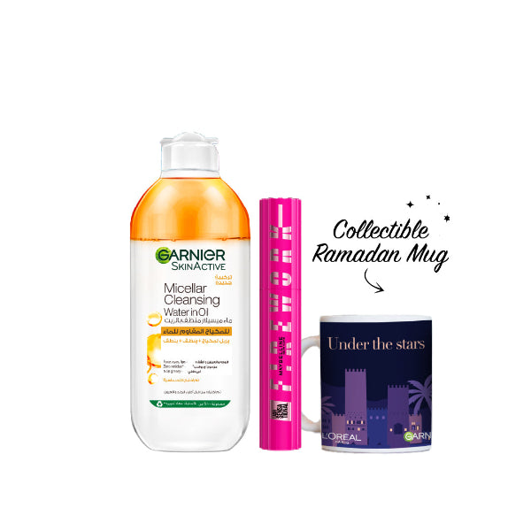 Maybelline New York x Garnier Micellar Water Oil Infused 400 ML + Firework Mascara + FREE Night Mug At 20% OFF | Loolia Closet