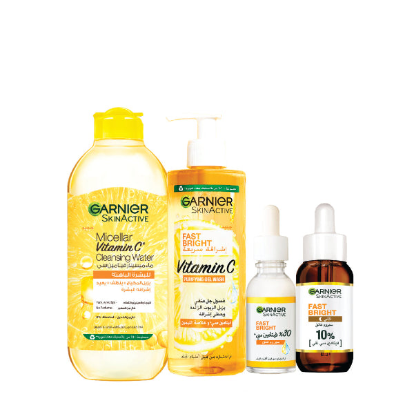Garnier Fast Bright Micellar Water + Wash + Day & Night Serums At 25% OFF | Loolia Closet