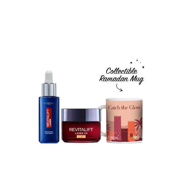 L'Oréal Paris Retinol Night Serum + Revitalift Day Cream + FREE Sunset Mug At 25% OFF | Loolia Closet
