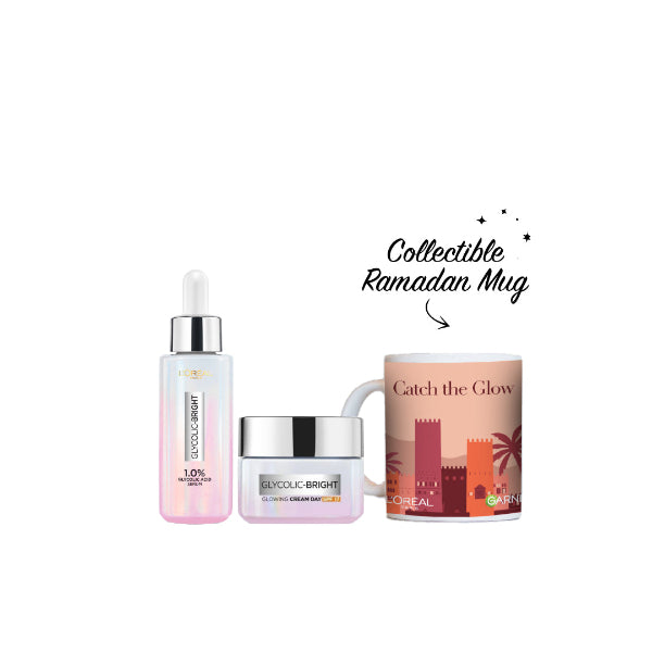L'Oréal Paris Glycolic Bright Instant Face Serum 30 ML + Day Cream 50 ML + FREE Sunset Mug At 20% OFF | Loolia Closet