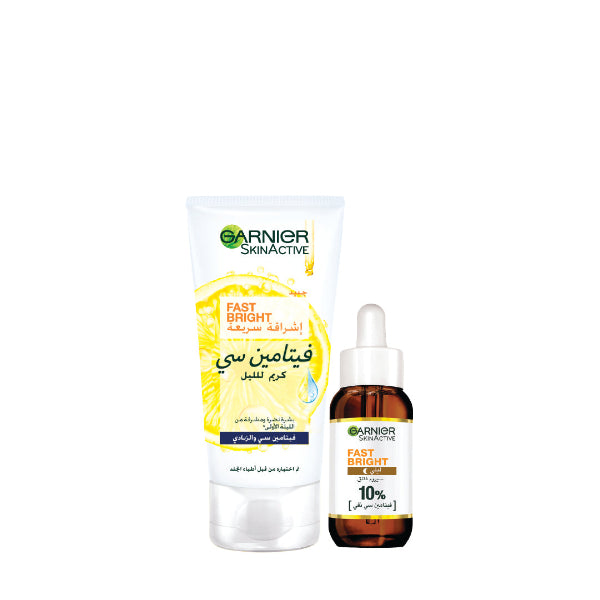 Garnier Fast Bright Vitamin C Night Serum 30 ML + Night Cream  At 15% OFF | Loolia Closet