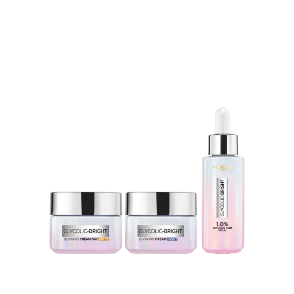 Glycolic Bright Glowing Day Cream 50 ML + Night Cream 50 ML + Serum 30 ML + FREE Towel At 20% OFF