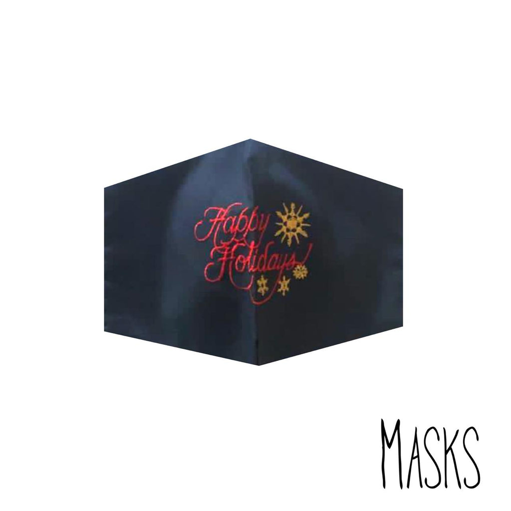 Masks Happy Holidays Black Mask | Loolia Closet