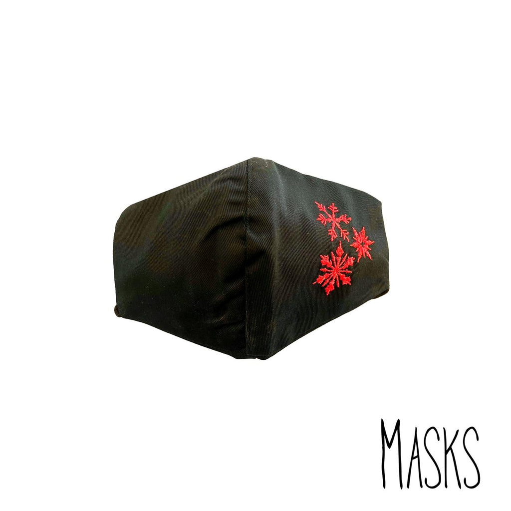Masks Red Snowflakes Black Mask | Loolia Closet